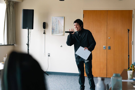 Worcester State University's reigning poetry champion, Joss Bracero.