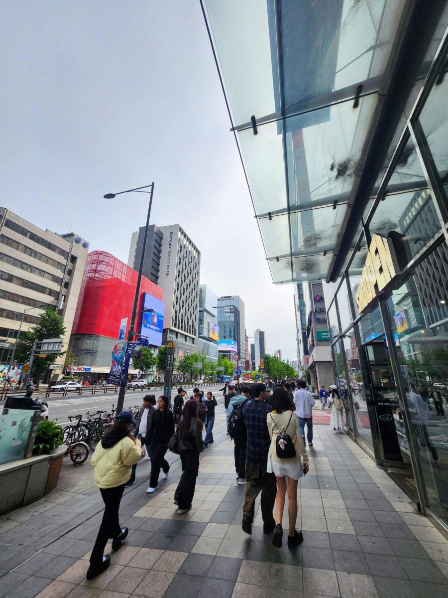 A retail street in Hongdae.