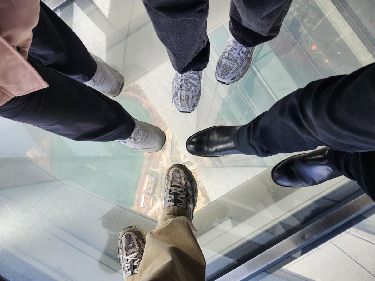 The glass floors of the Seoul Sky Tower allow a view all the way to the ground.