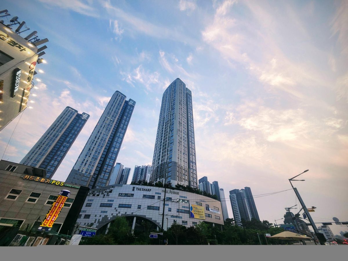 The Sharp residential buildings that overlooked the area around my dorm.